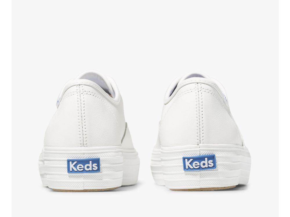 Keds Triple Bőr Női Bőr Sneakers Fehér | HU-20840