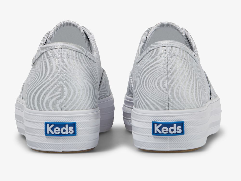 Keds Triple CVO Metallic Női Platform Sneakers Fehér Titán | HU-62347