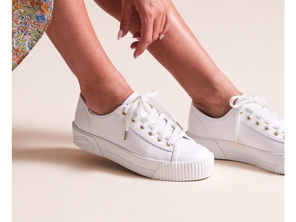 Keds Triple Kick AMP Bőr Női FűzősCipő Fehér | HU-68628