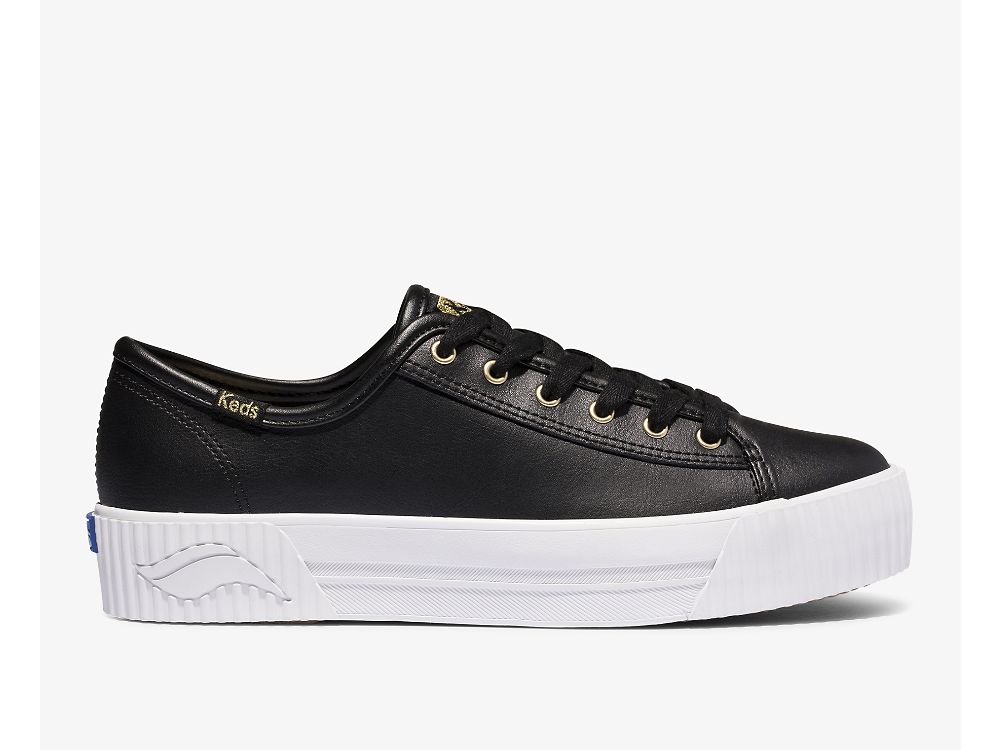 Keds Triple Kick AMP Bőr Női Bőr Sneakers Fekete | HU-26297