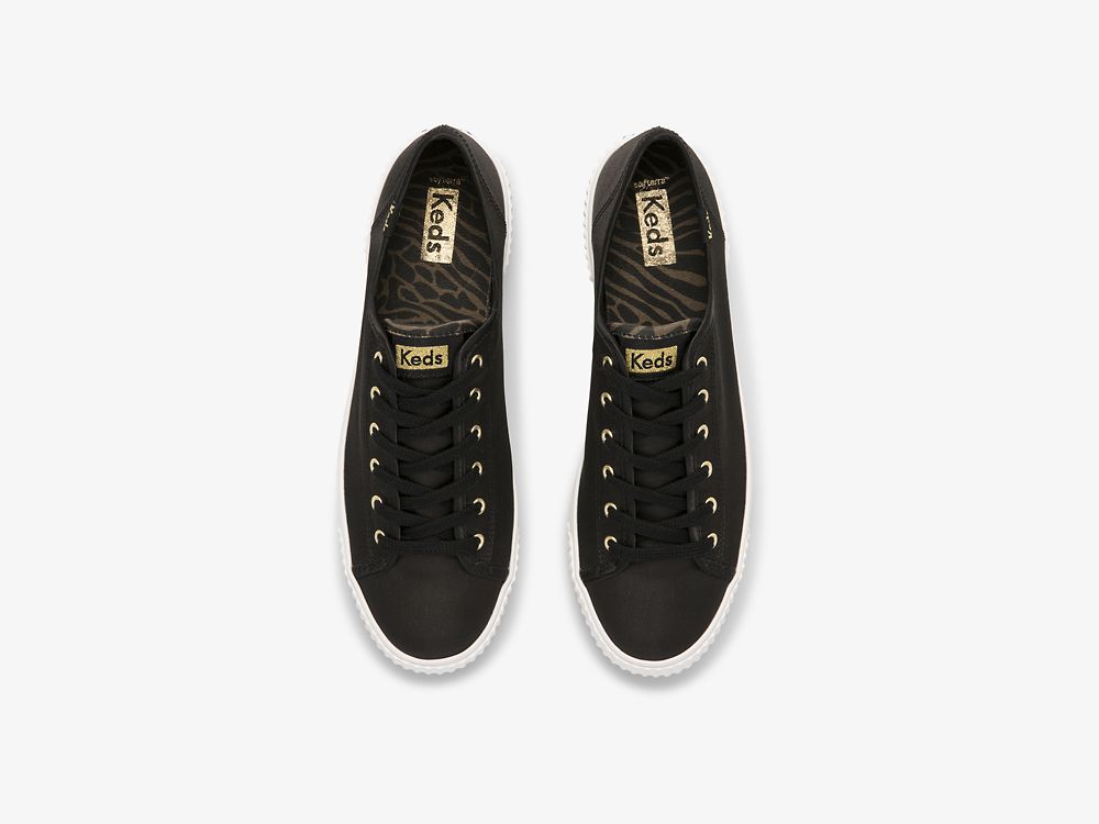 Keds Triple Kick AMP Satin Női FűzősCipő Fekete | HU-70062