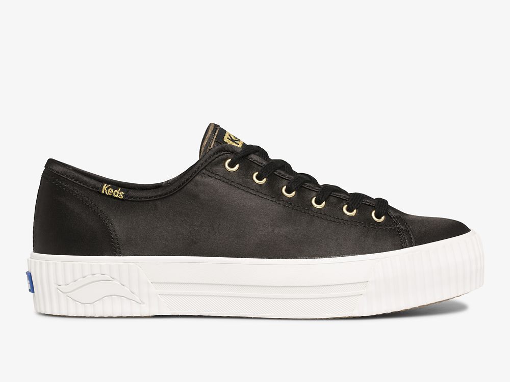 Keds Triple Kick AMP Satin Női FűzősCipő Fekete | HU-70062