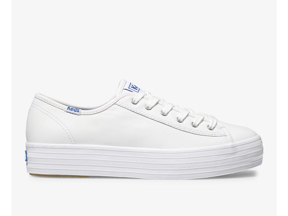 Keds Triple Kick Bőr Női Bőr Sneakers Fehér | HU-46399