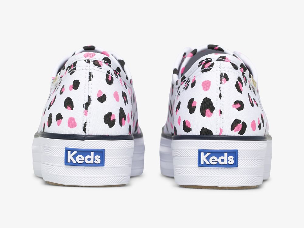 Keds Triple Kick Leopard Vászon Női Platform Sneakers Fehér Színes | HU-19834