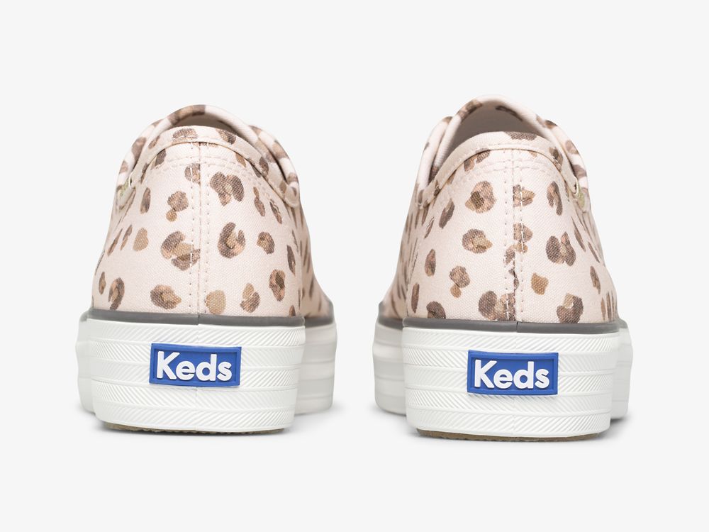 Keds Triple Kick Leopard Vászon Női Platform Sneakers Rózsaszín Színes | HU-38683