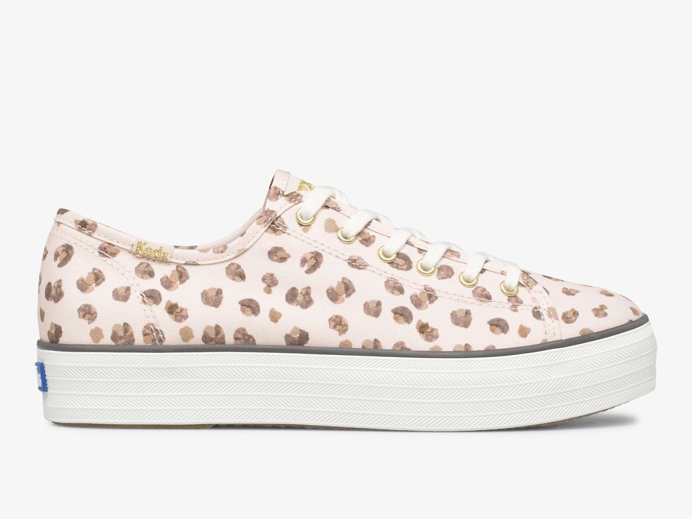 Keds Triple Kick Leopard Vászon Női Platform Sneakers Rózsaszín Színes | HU-38683