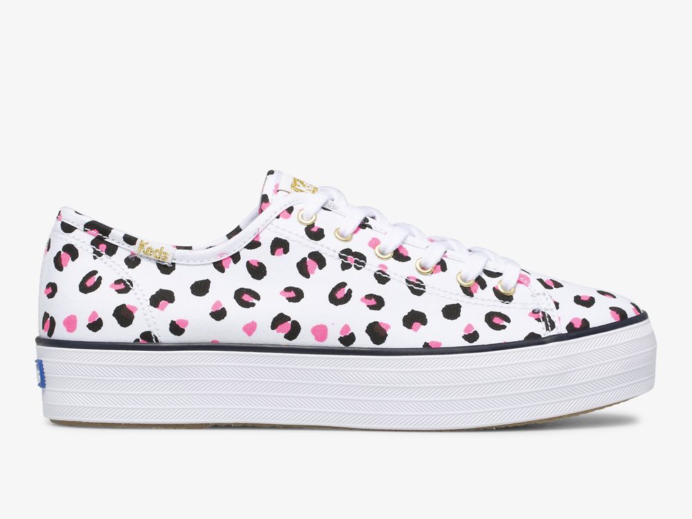 Keds Triple Kick Leopard Vászon Női Teniszcipő Fehér Színes | HU-25295