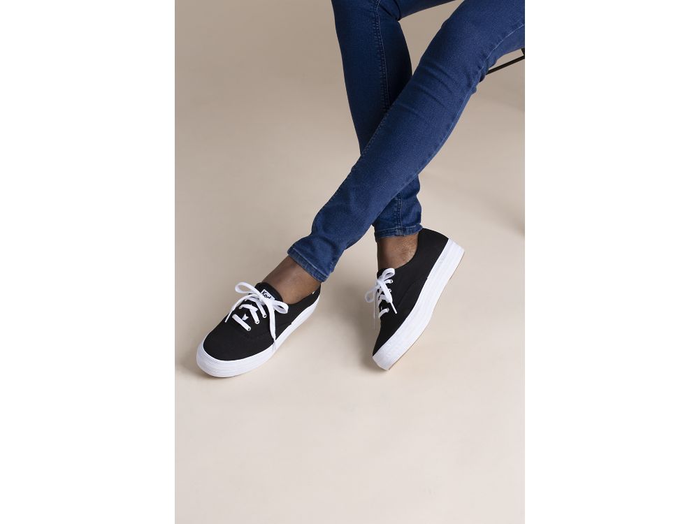 Keds Triple Női FűzősCipő Fekete | HU-29374