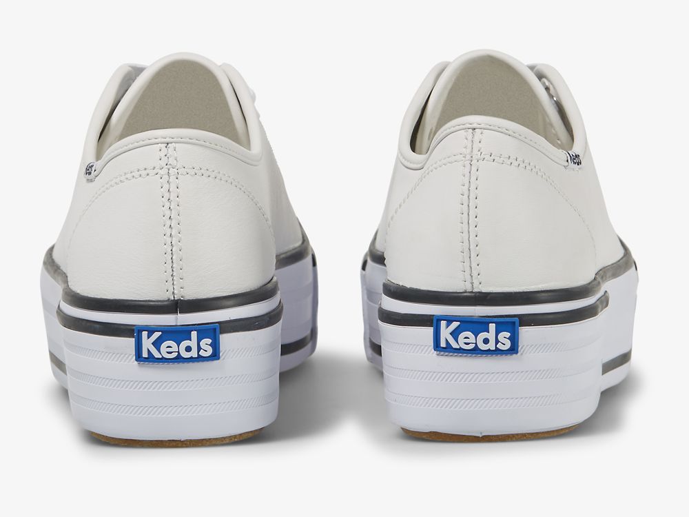 Keds Triple Up Bőr Bumper Foxin Női Bőr Sneakers Fehér | HU-35881