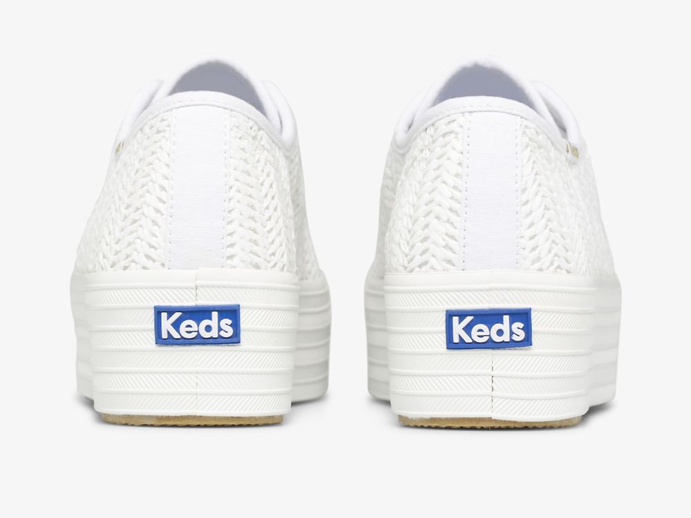 Keds Triple Up Raffia Női Platform Sneakers Fehér | HU-55876