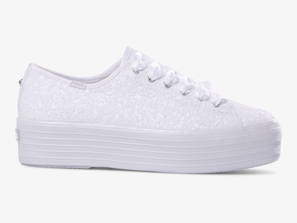 Keds Triple Up Sequins Női Platform Sneakers Fehér | HU-31230