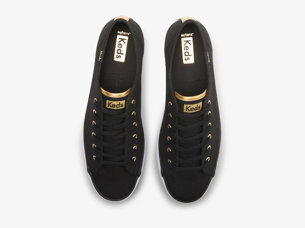 Keds Triple Up Vászon Női Platform Sneakers Fekete Arany | HU-24417