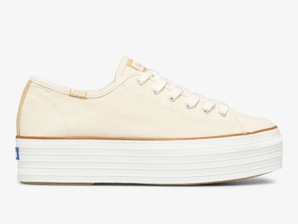 Keds Triple Up Vászon Női Platform Sneakers Krém | HU-28505