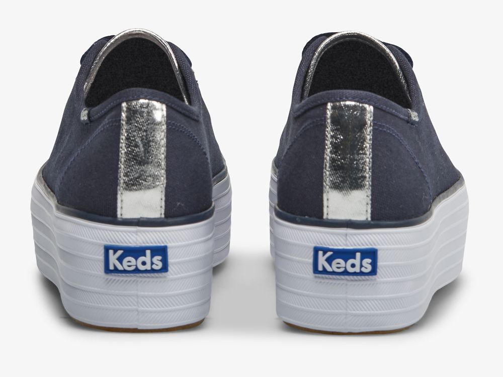 Keds Triple Up Vászon Női Platform Sneakers Sötétkék Titán | HU-81850