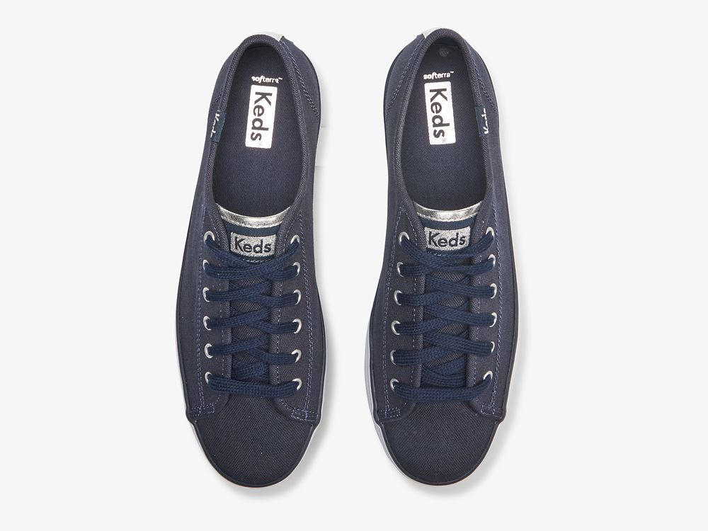 Keds Triple Up Vászon Női Platform Sneakers Sötétkék Titán | HU-81850